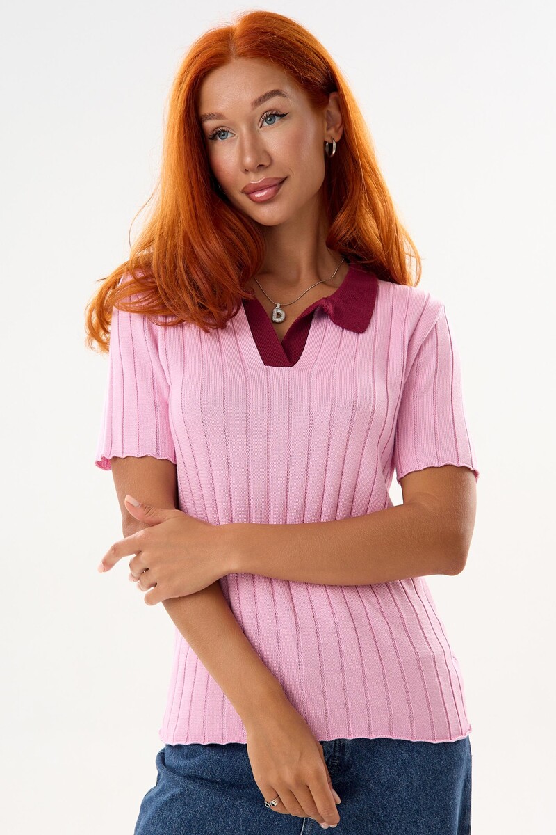 Футболка вязаная поло Lika Dress 025267874 Розовый  Фото 2
