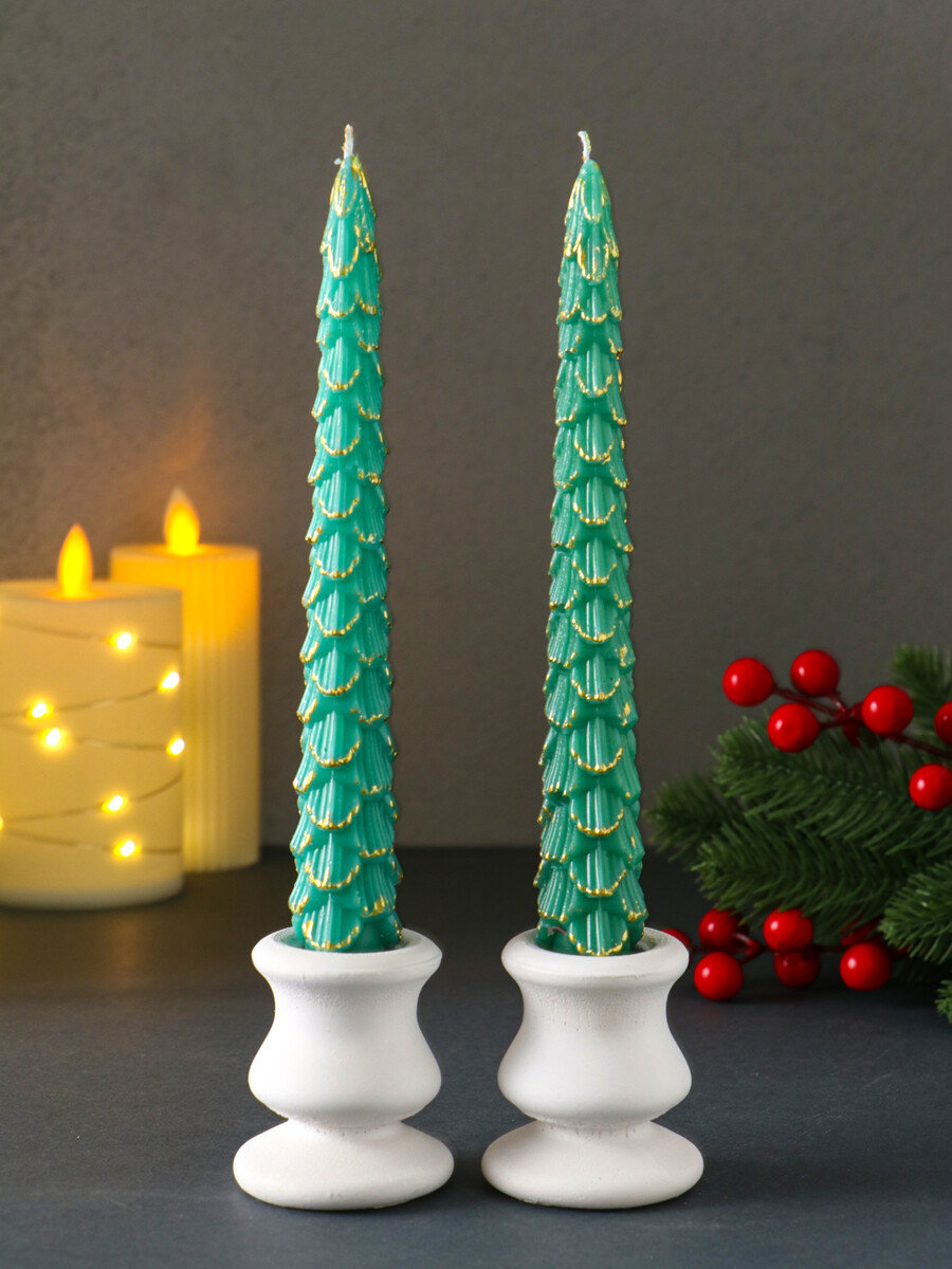 

Набор свечей новогодних, Зеленый