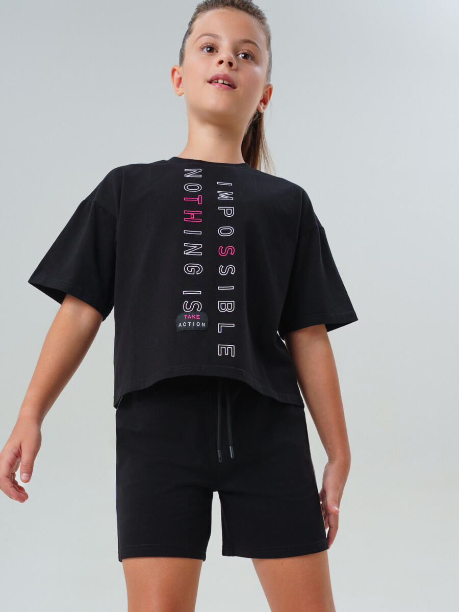 

Комплект трикотажный фуфайка футболка шорты, Черный