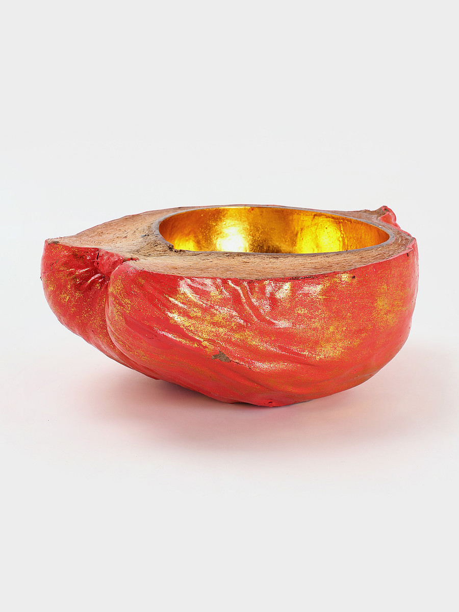 

Чаша из кокоса, 24×22×10 см, красно-золотая, Красный