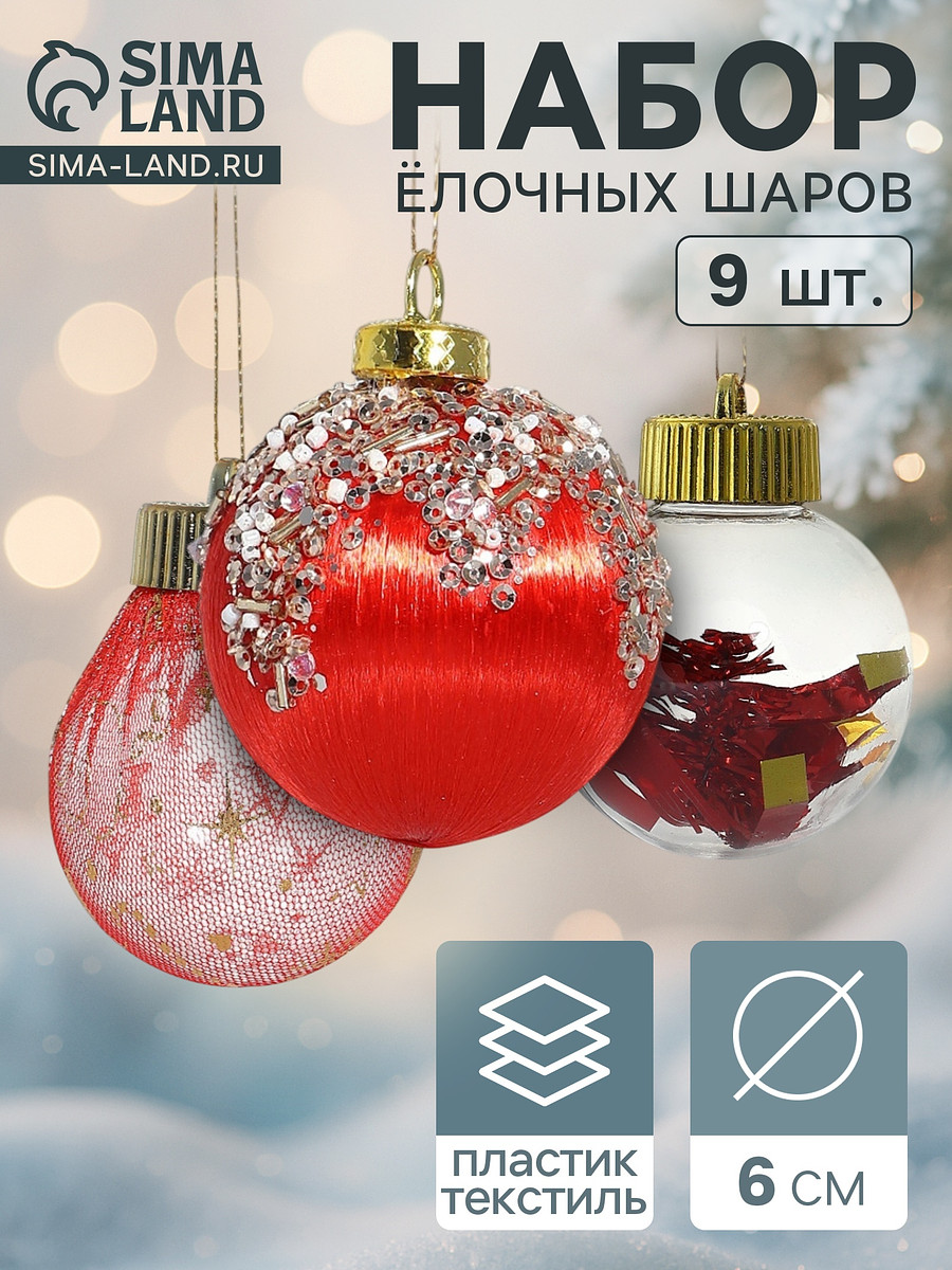 

Ёлочные игрушки, Красный;прозрачный