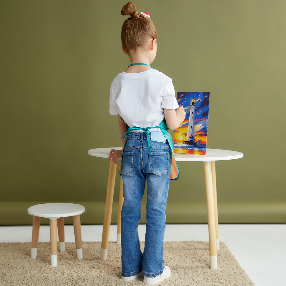 

Фартук, Оранжевый;бирюзовый