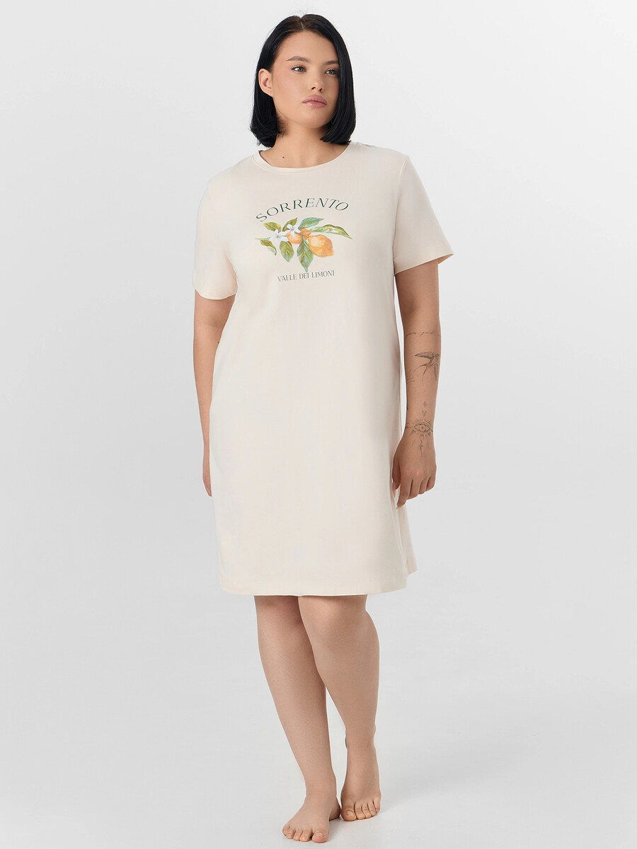 

Сорочка ночная женская, Бежевый;цветочная роса +печать