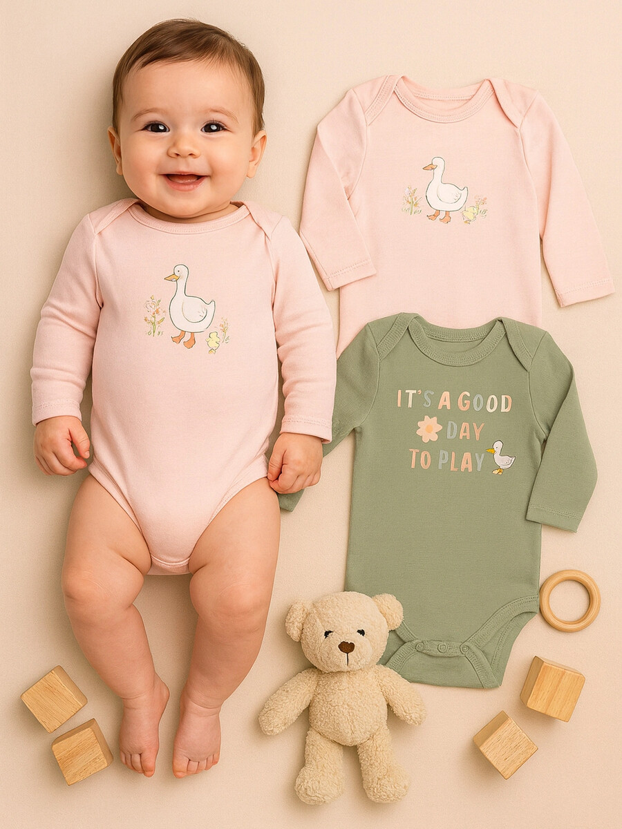 

Боди детское в наборе, 2 шт, Зеленый;розовый;св.розовый +зеленый +печать