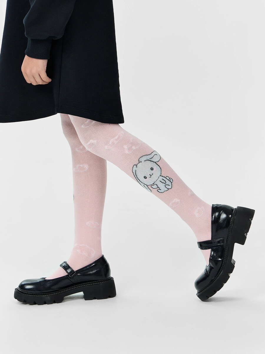 

Колготки женские розовые с зайчиками, Розовый