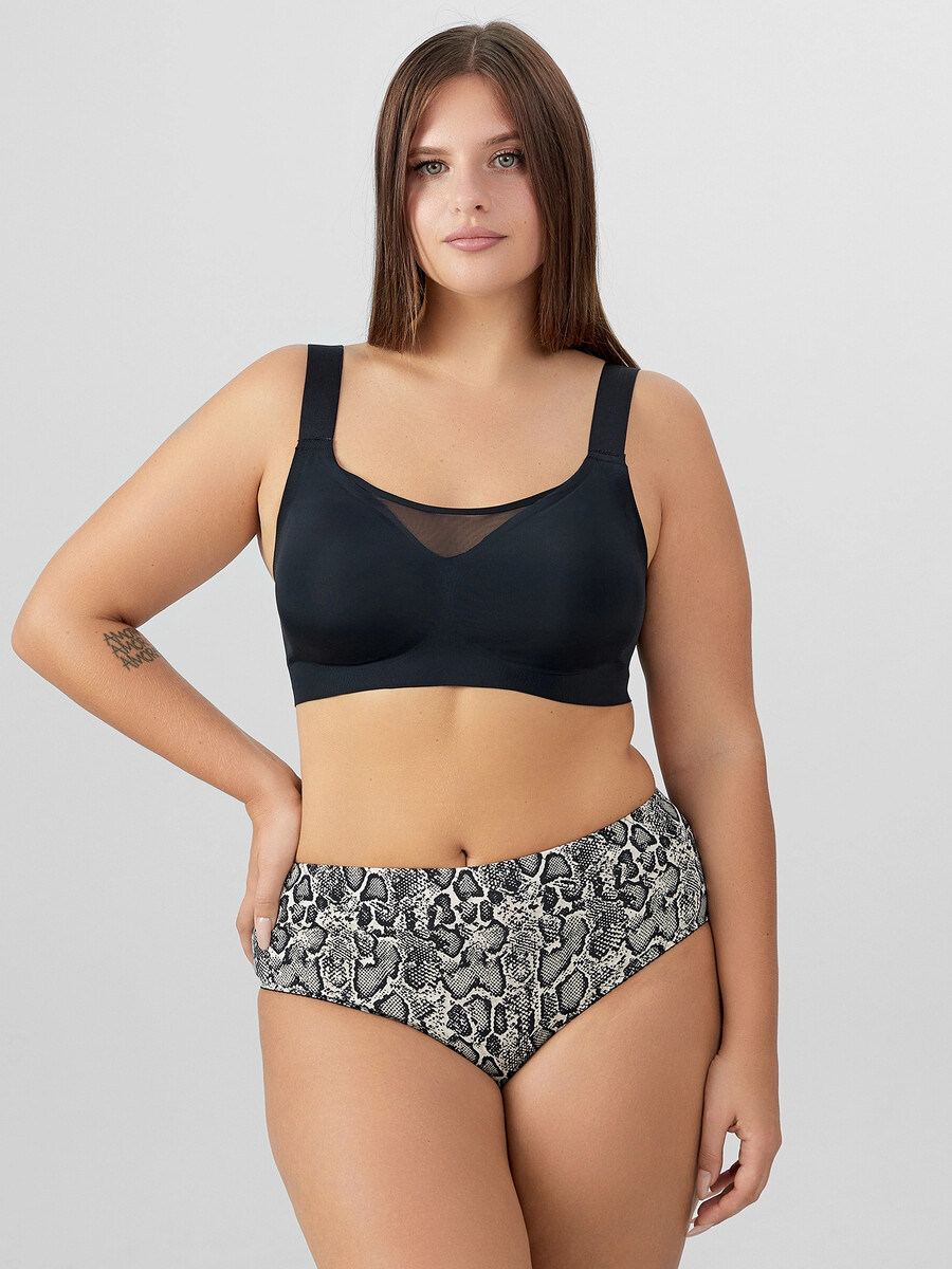 

Трусы макси женские с анималистичным принтом, Бежевый;змеиный принт на жемчуге