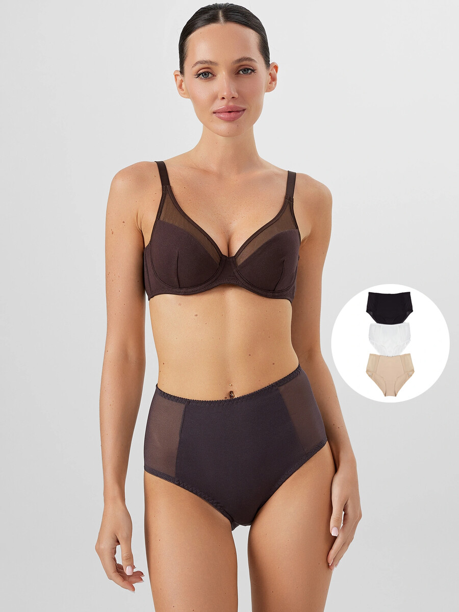 

Трусы макси женские в наборе, 3 шт, Бежевый;белый;холодный эспрессо