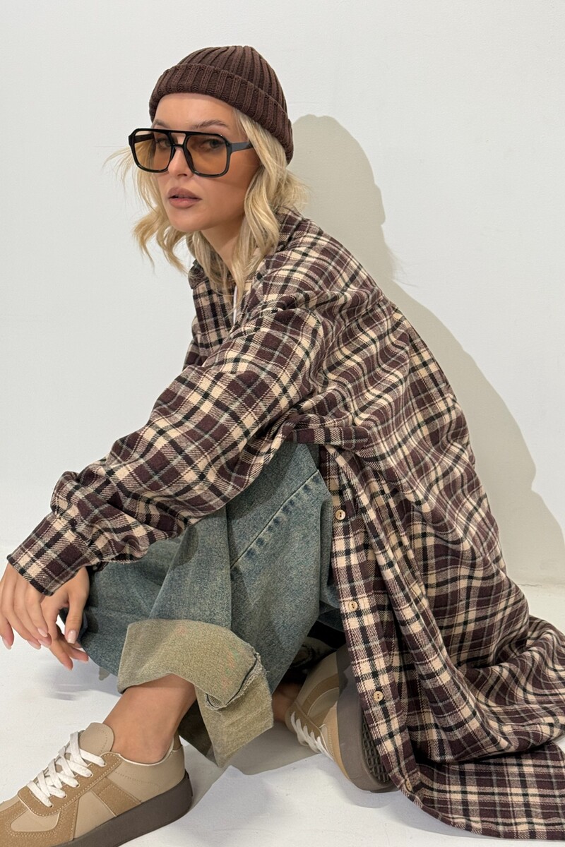 

Рубашка, Коричневый;бордовый;белый