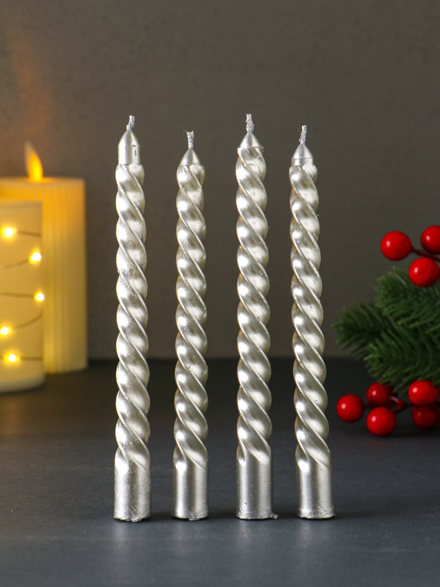 

Свечи витые, Серебристый
