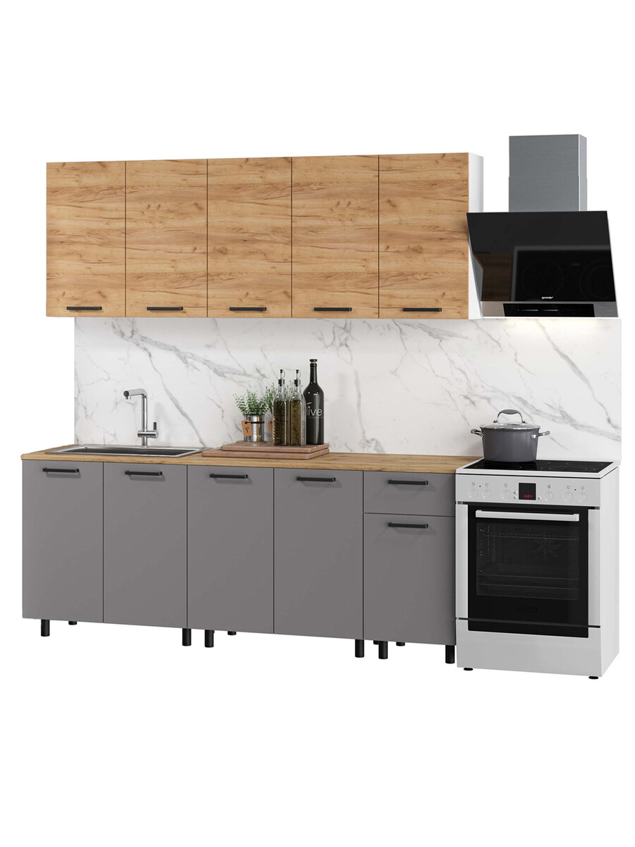 

Кухня прямая, с столешницей, 2000 мм, цвет дуб золотой крафт/серый шифер, Серый;бежевый