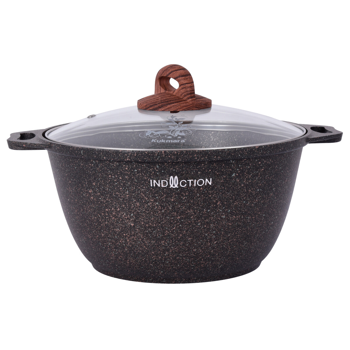 

Кастрюля литая 2,0л стеклянная крышка индукция, Черный