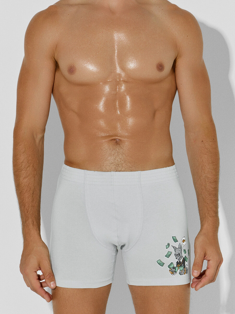 

Трусы боксеры мужские с рисунком, Голубой;жемчужно -голубой +печать