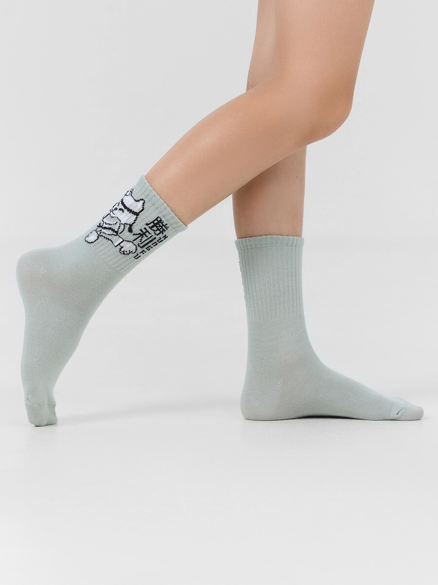 

Носки детские оливковые с рисунком, Зеленый;черный;св.оливка