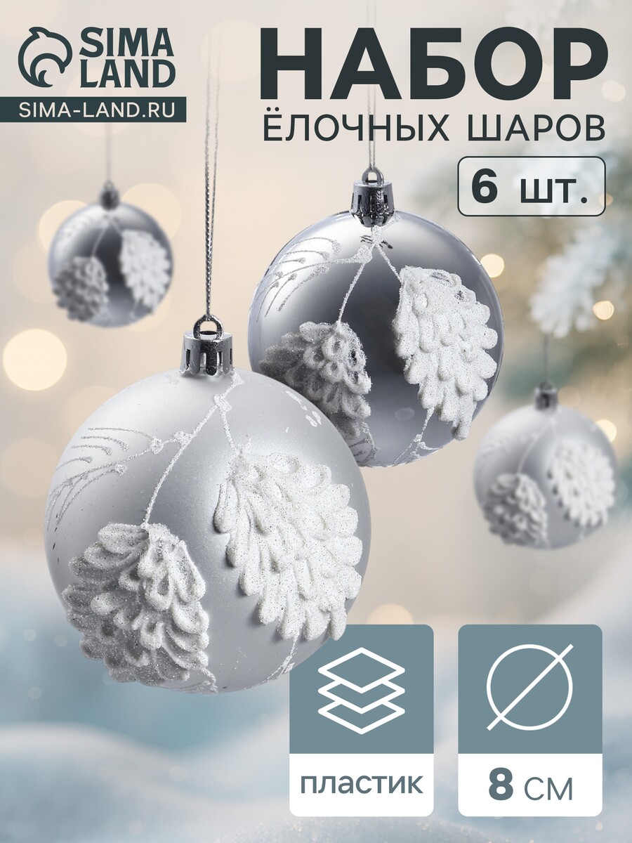 

Ёлочные шары новогодние, Серебристый