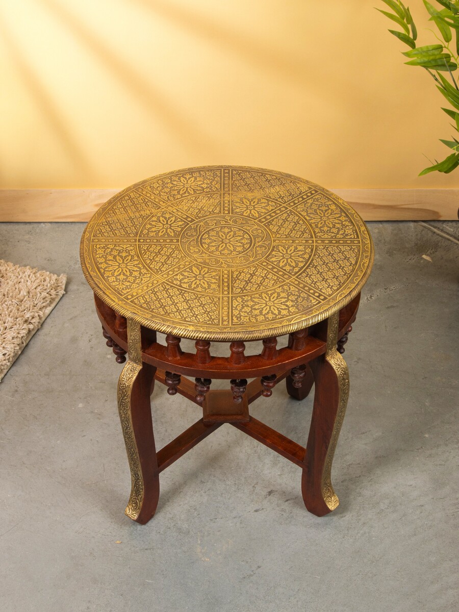 

Столик кофейный, 45×45×45 см, дерево, Коричневый;золотистый