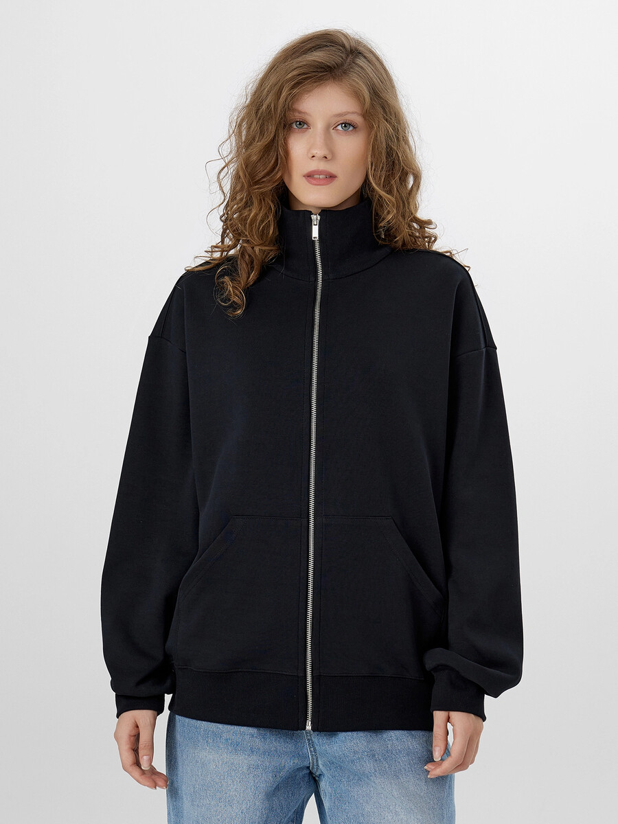 

Толстовка женская черная на молнии, Черный