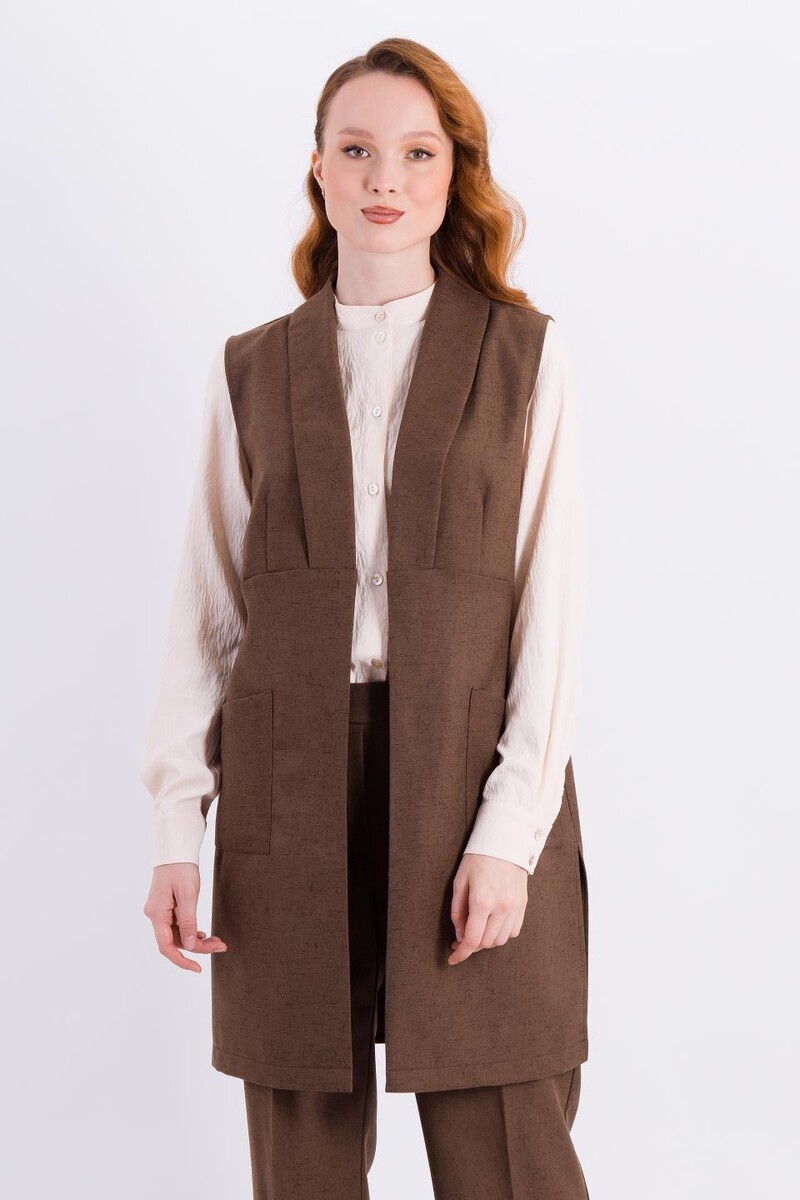 

Жилет, Коричневый;коричневый меланж