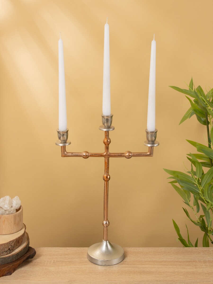 

Подсвечник на 3 свечи, Бронзовый;серебристый