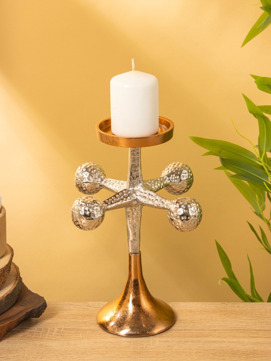 

Подсвечник, Серебристый;бронзовый