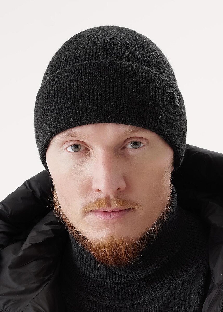 

Шапка, Черный;меланж т.серый