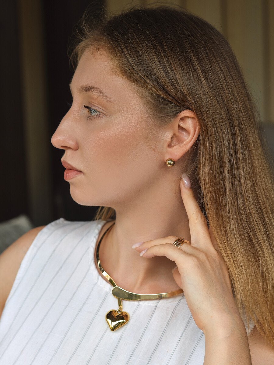 

Набор 2 предмета: серьги, чокер, Золотистый