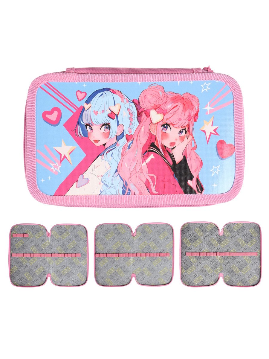 

Пенал 3 секции, 125×205×55 мм, calligrata 30п26/3, Розовый;голубой