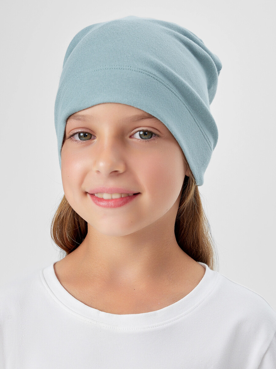 

Шапка детская голубая, Розовый;шифер серый