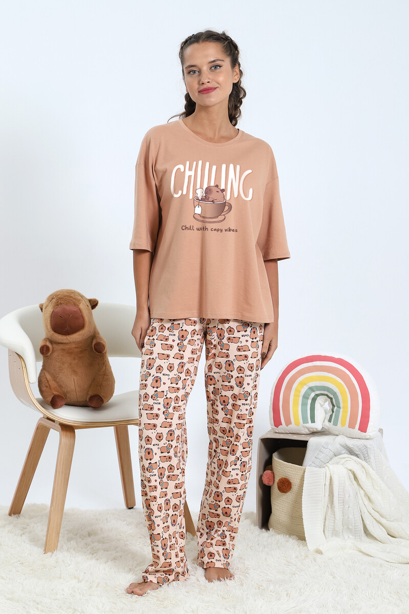 

Пижама, Коричневый;песочный