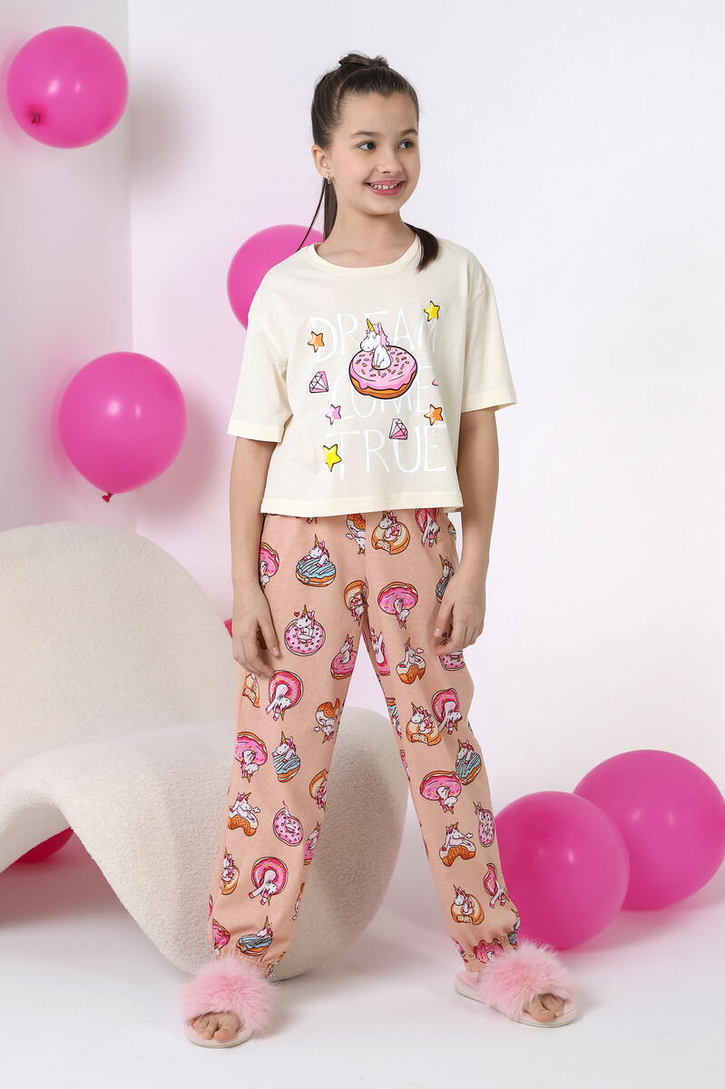 

Пижама, Разноцветный;молочный