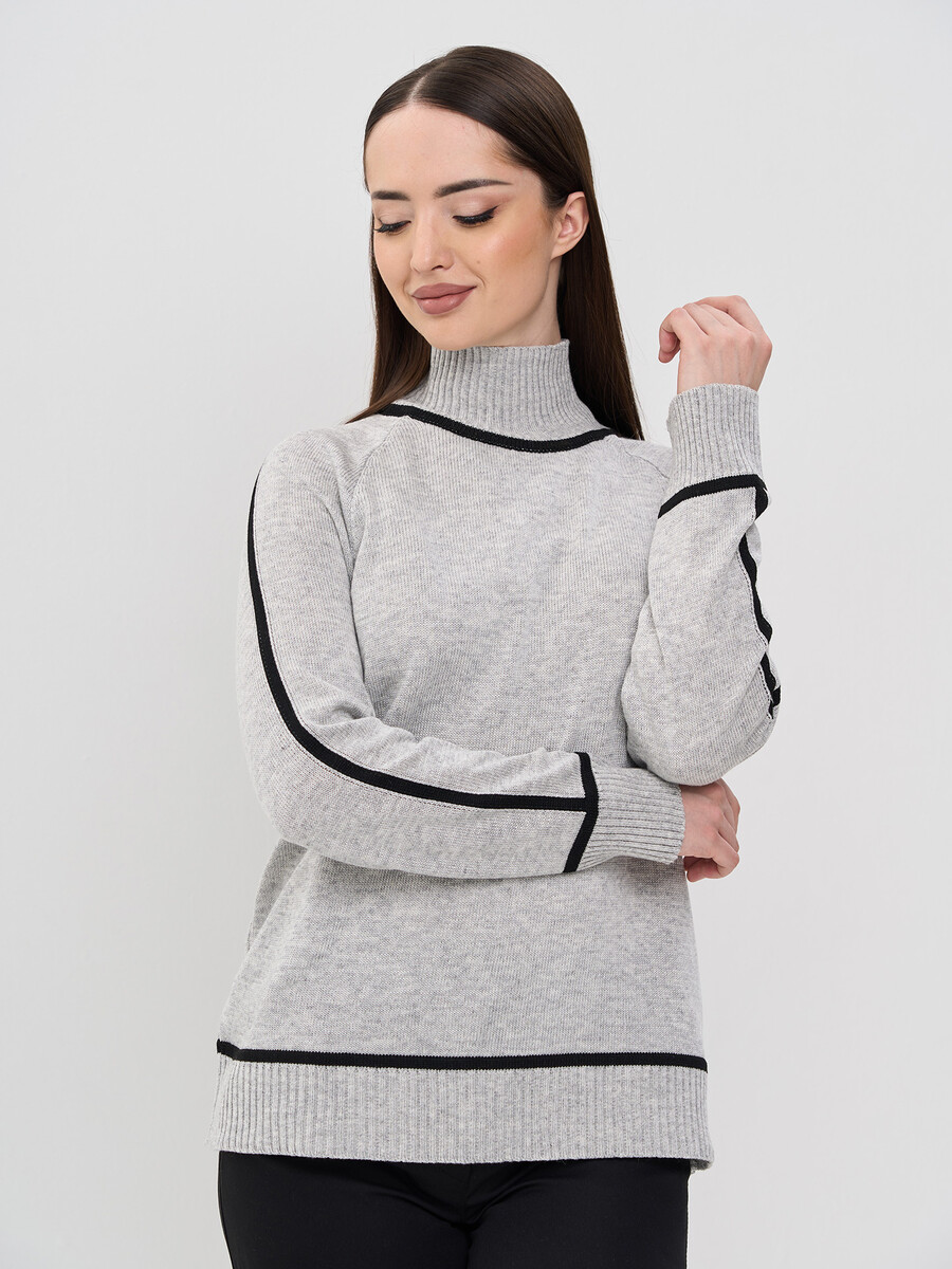 

Джемпер, Серый;светло-серый меланж/черный