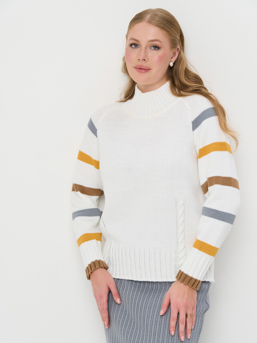 

Джемпер, Белый;белый/карамельный кофе/шафран