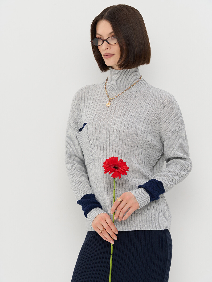 

Свитер, Серый;серая дымка/темная ночь