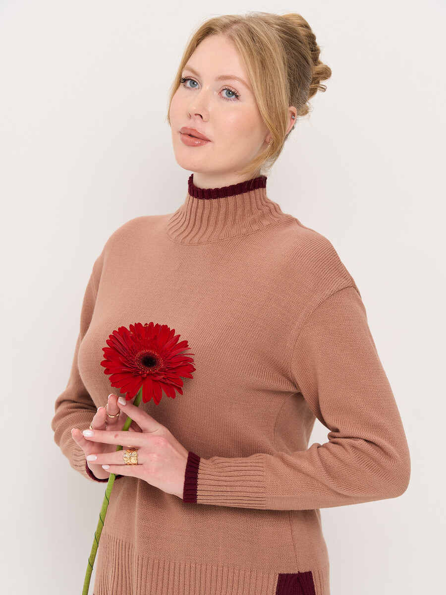 

Джемпер, Бежевый;кофейный мусс/пино нуар