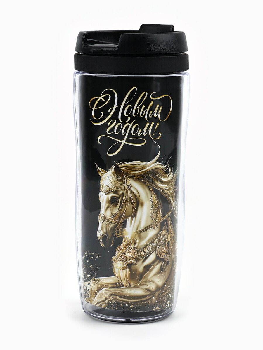 

Термостакан новогодний пластиковый, Черный