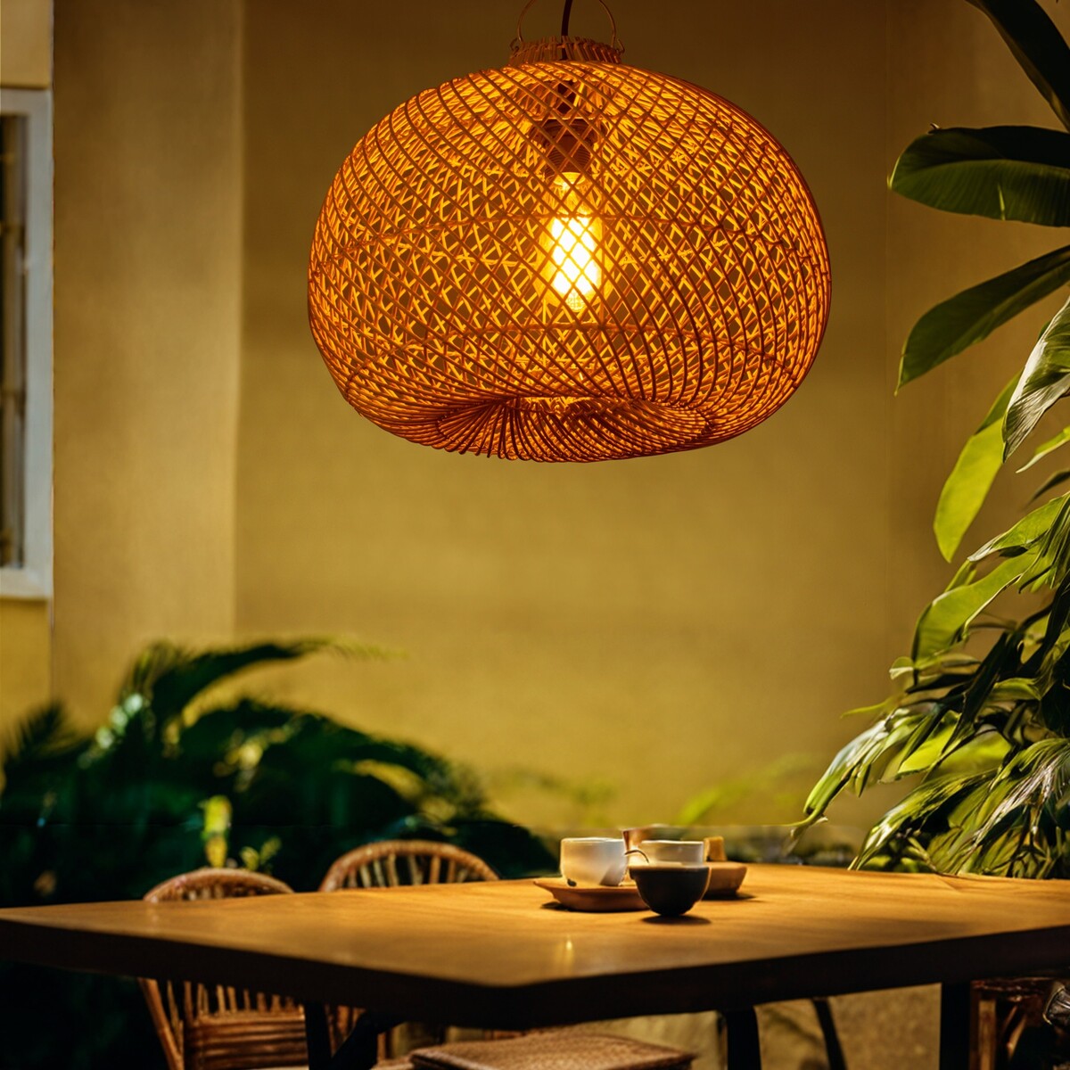 

Светильник потолочный из ротанга