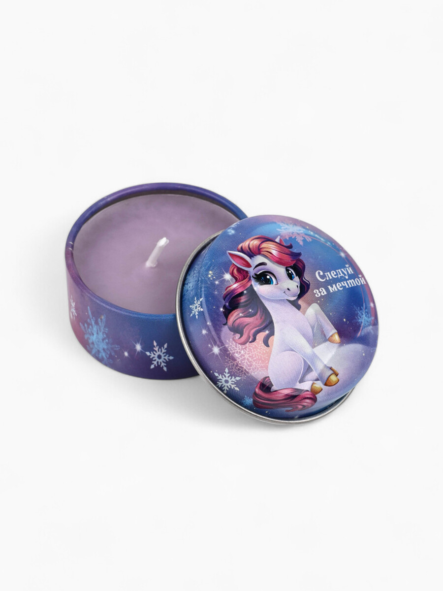 

Свеча ароматическая новогодняя в банке, аромат лаванда, 4.8 см, Сиреневый