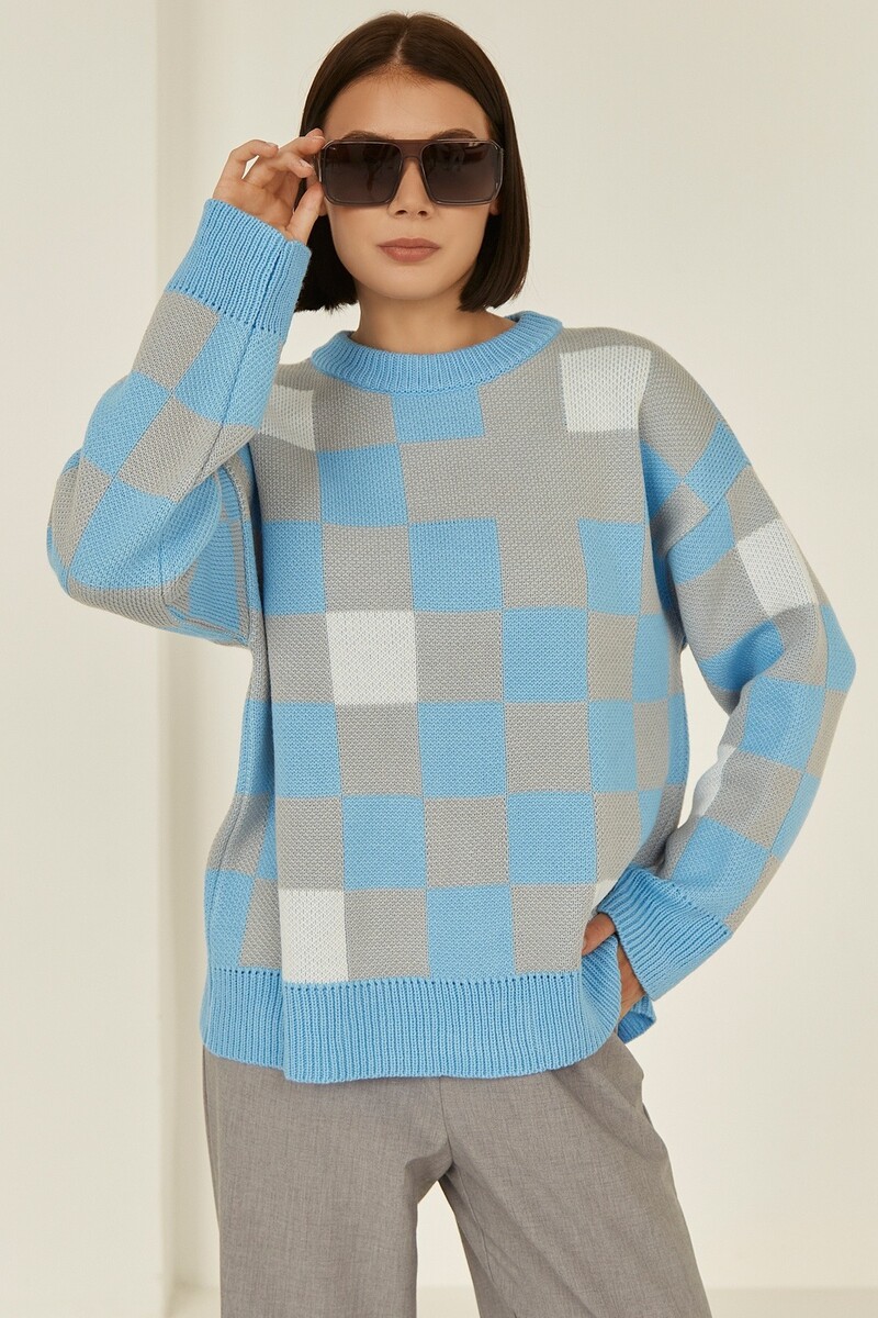 

Джемпер, Разноцветный;белый;серо-голубой;голубой