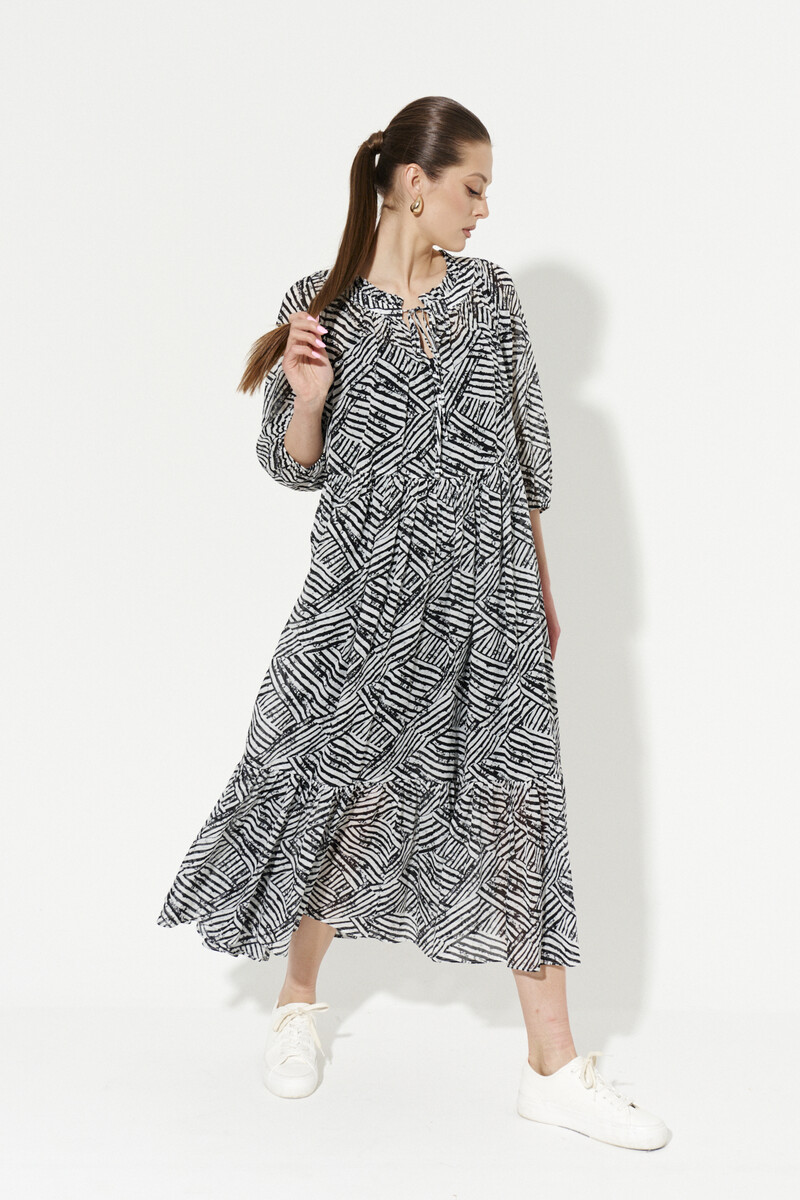 

Комплект женский (платье, нижнее платье), Разноцветный;черно-белый