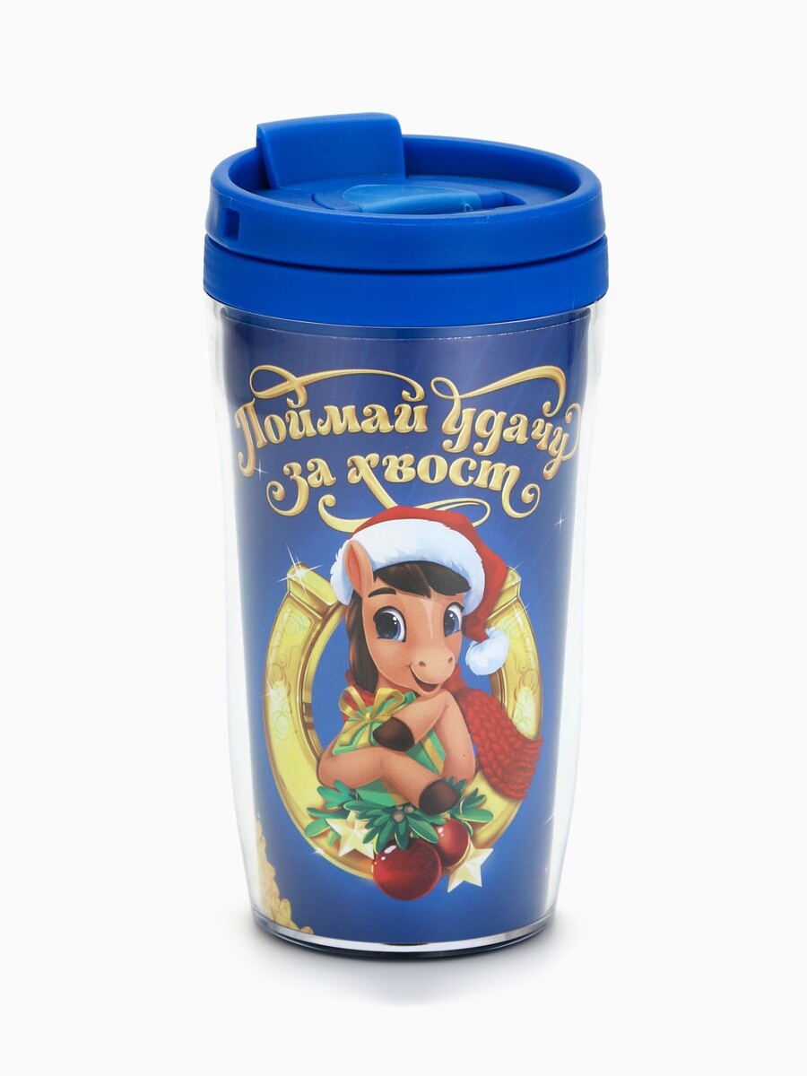 

Термокружка новогодняя со вставкой, Синий