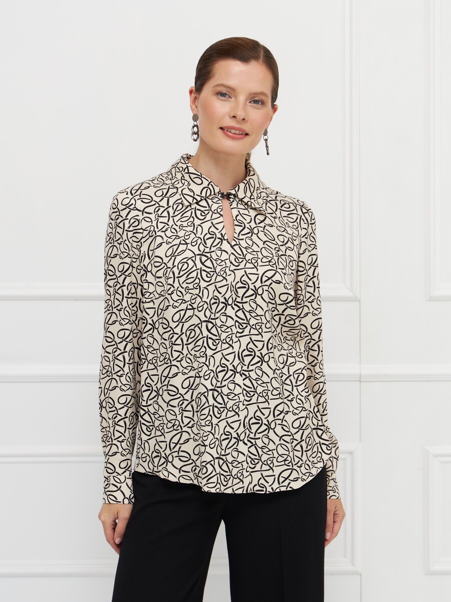 

Блузка, Молочный с черным