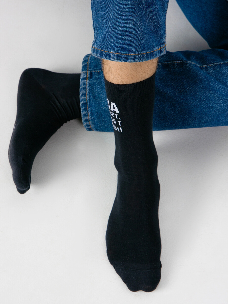 

Носки мужские черные с надписью, Черный