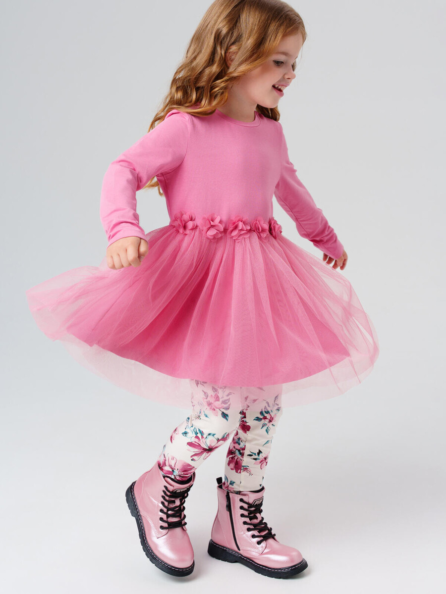 

Комплект трикотажный платье брюки леггинсы, Розовый;разноцветный