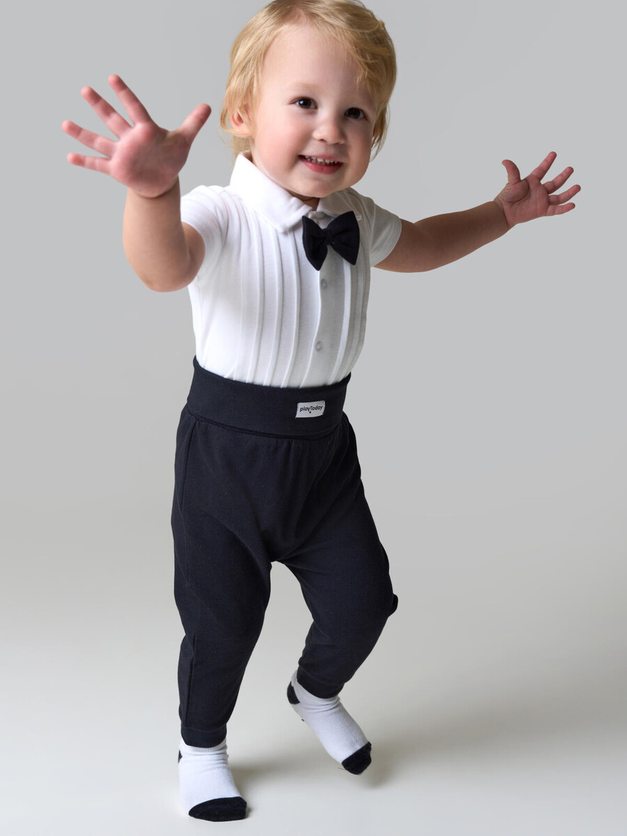 

Комплект трикотажный боди брюки, Белый;черный