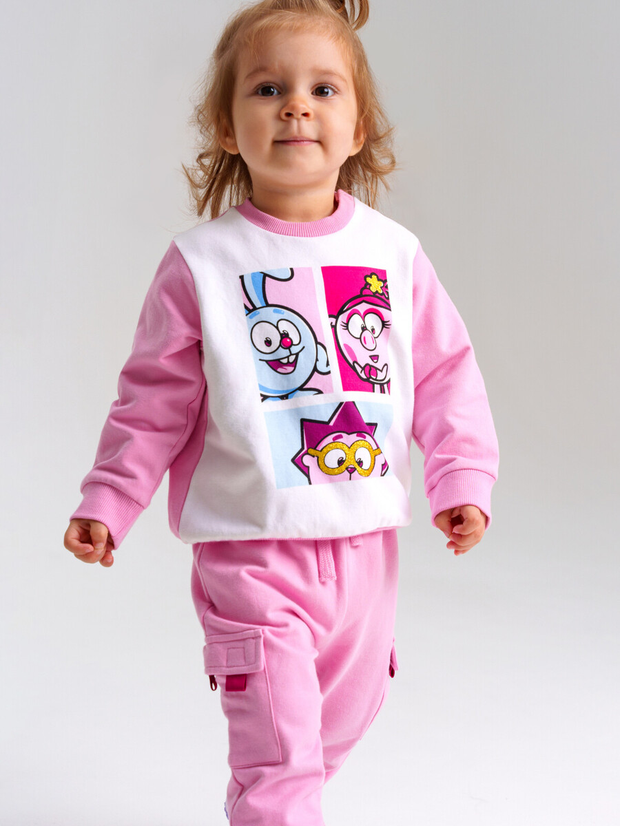 

Комплект трикотажный толстовка брюки, Розовый;светло-розовый;белый