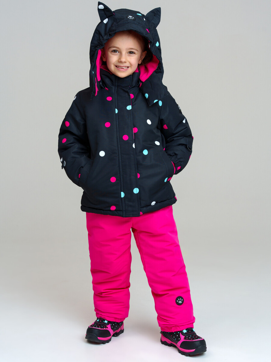 

Комплект куртка полукомбинезон, Розовый;черный;фуксия