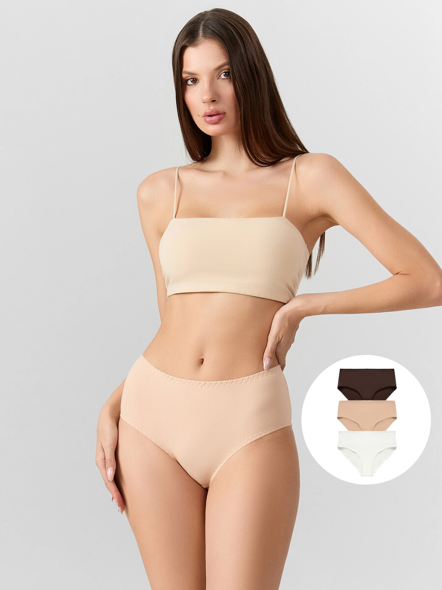 

Трусы макси женские в наборе,3 шт, Бежевый;коричневый;шоколадно -коричневый1
