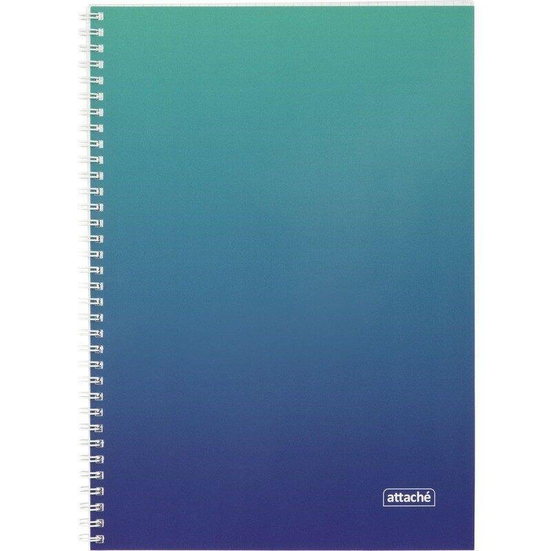 

Тетрадь общая Attache А4 96 листов в клетку на спирали (обложка бирюзовая, УФ-сплошной глянцевый лак)