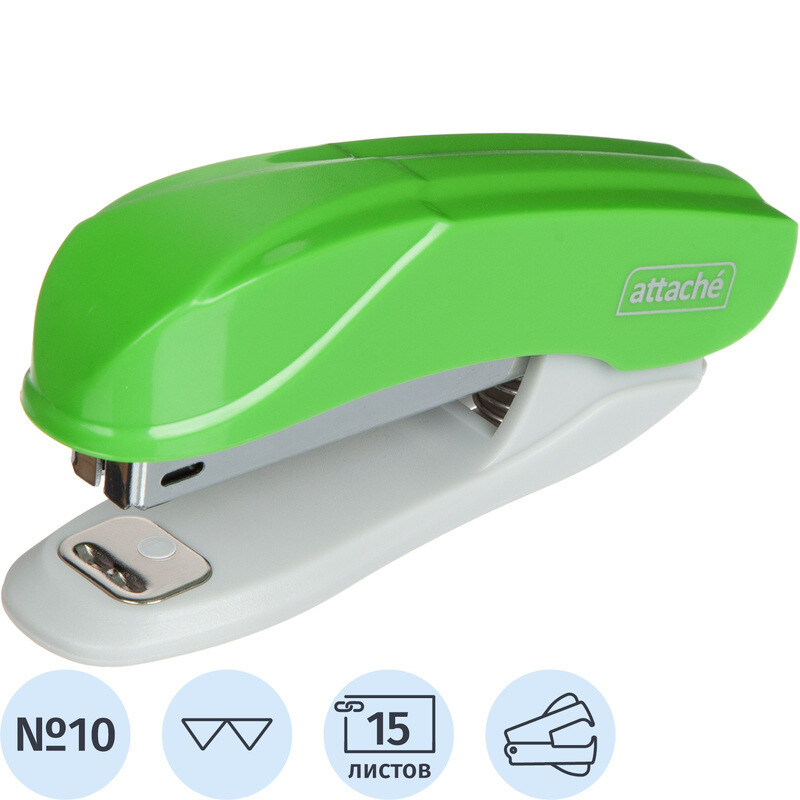 

Степлер Attache Pulse до 15 листов зеленый (скобы № 10, с антистеплером)