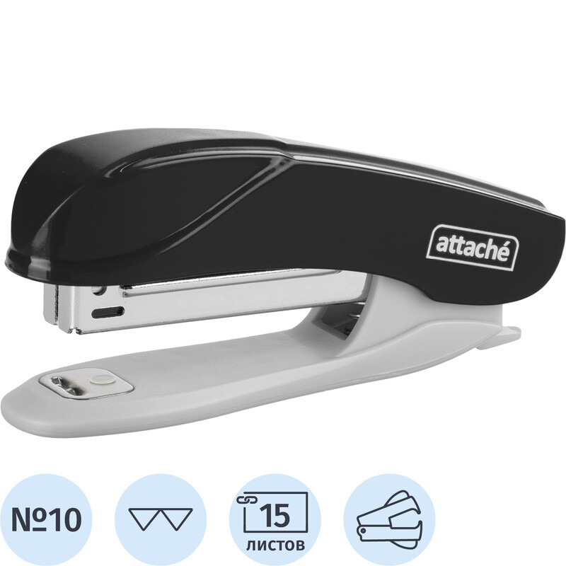 

Степлер Attache Pulse до 15 листов черный (скобы № 10, с антистеплером)