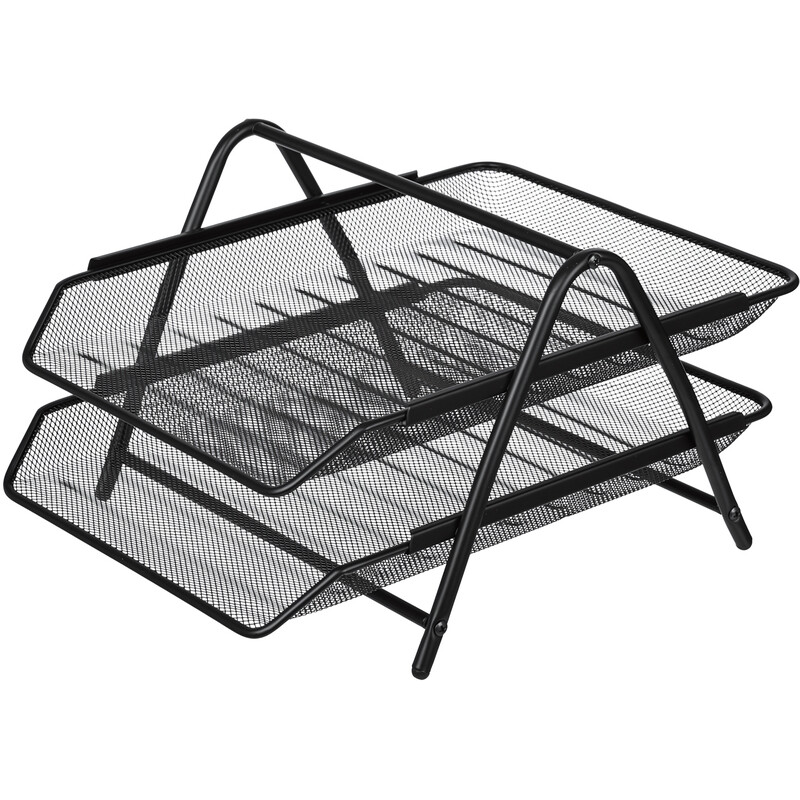 

Лоток горизонтальный для бумаг Attache металлический черный 2 отделения